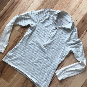 Merino midweight zip neck striped pullover